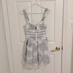 For Love And Lemons Loretta Lace Floral Mini Dress Ivory NWT Size XS thumbnail 7