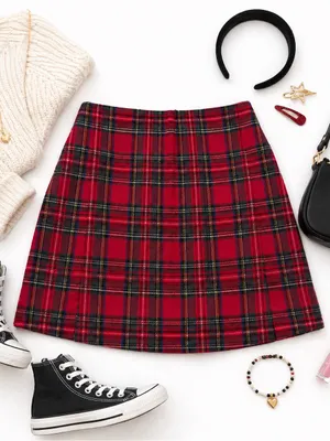 Brandy Melville Red Tartan Plaid Mini Skirt XXS 00 0 Y2K Preppy Coquette Rare thumbnail 6