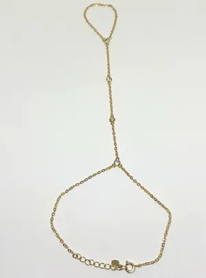 18k gold plated hand chain bracelet thumbnail 4