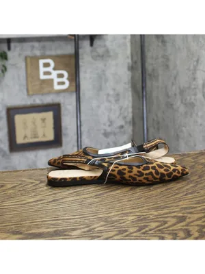 NWT A New Day Womens London Sling Back Flats Sandals 94303556 Cheetah Brown 7.5M thumbnail 7