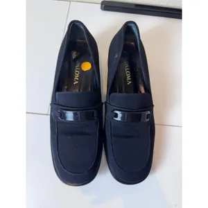 Vintage Y2K Retro Paloma Loafers Womens 9 Black Canvas Block Heel‎ Minimalist thumbnail 2