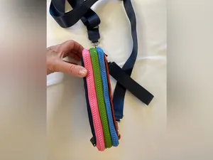 CAITINA Multicolor Colorblock Crossbody Bag Pouch Zip Adjustable Strap thumbnail 2
