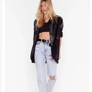 NASTY GAL Oversized faux Leather single‎ breasted Blazer black size 10 thumbnail 2