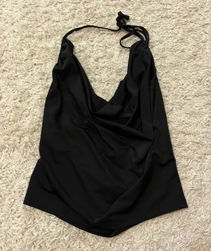 Forever 21 Black Open Back Halter Top Size Large thumbnail 1