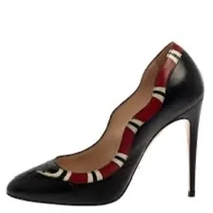 Gucci Yoko Black Red Snake Leather High Heel Pumps Pointed Toe EU 38.5 thumbnail 2