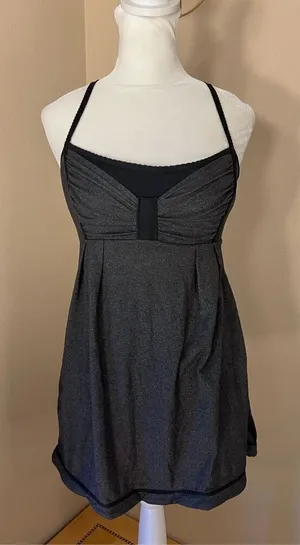 Lululemon Black Heathered Charcoal Gray Graceful Flow Tank Top Size 6 thumbnail 1