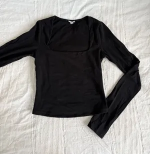 Garage black portia square neck long sleeve top thumbnail 1