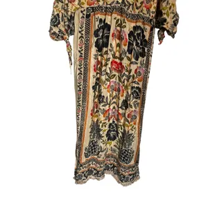 Farm Rio Romantic Garden Tie Sleeve Floral Print Fringed Mock Neck Maxi Dress M thumbnail 11