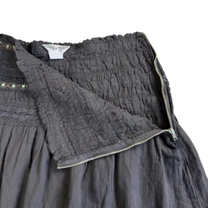 Hard Tail Western USA Mini Skirt Womens XS Black Gauze Beaded Smocked Boho thumbnail 5