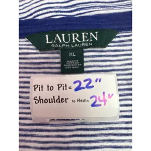 Lauren Ralph Lauren Women's Striped T Shirt Top XL Navy Blue‎ White Casual thumbnail 2