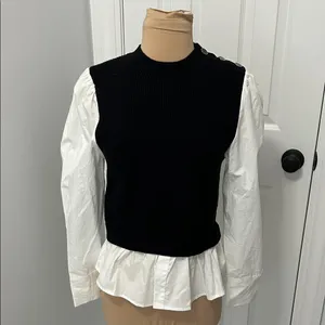 Urban Revivo Black White Sweater Shirt thumbnail 2