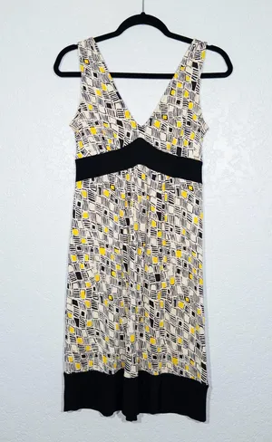 Diane Von Furstenberg Black & Yellow Ophelia Silk Mini Dress Size 4 thumbnail 1