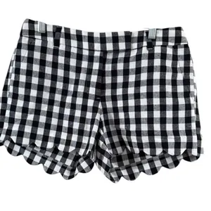 J. Crew Black-and-White Gingham linen Scallop-Hem Shorts thumbnail 3
