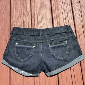 Y2K low rise American Eagle mini jean cuffed shorts thumbnail 8