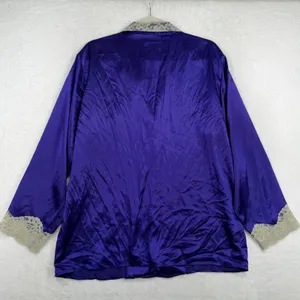 Victoria's Secret M Pajama Set Vintage Gold Label Purple Satin Lace Trim 2pc thumbnail 4