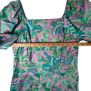 Lilly Pulitzer Lettie Dress Sz‎ 4 Purple Iris On The Chase Puff Sleeve Tropical thumbnail 6