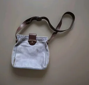 Vintage Lucky Brand Crossbody Bag Leather Purse Gray Brown Accents thumbnail 1
