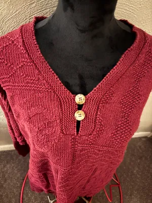 Chunky Cable Knit cranberry sweaterbu Harot woman’s si thumbnail 2