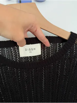 Dissh XXL Estella Long Sleeve Top Black Open Knit Gothic Whimsicgoth Emo Crew thumbnail 3