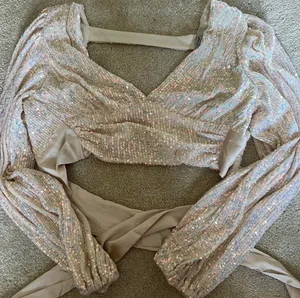 Papaya Sequin Crop Top thumbnail 1