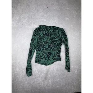maeve anthropologie top Black‎ Green Ruched Button Front Medium Long Sleeve thumbnail 6