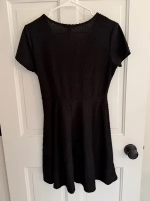 Rolla Coster Black Swiss Dot Faux Wrap‎ Tie Waist Mini Dress L thumbnail 4