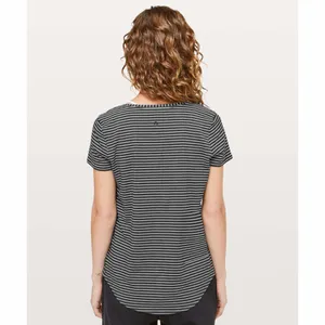 Lululemon Love Tee V Modern Stripe Heathered Black White Top thumbnail 2