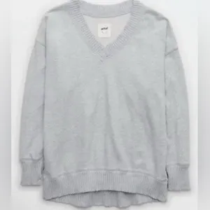 Aerie V neck Sweatshirt Light Gray thumbnail 3