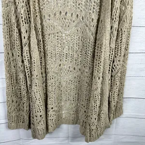 Back in the Saddle Womens Large Open Knit Crochet Cardigan Western Bohemian thumbnail 5