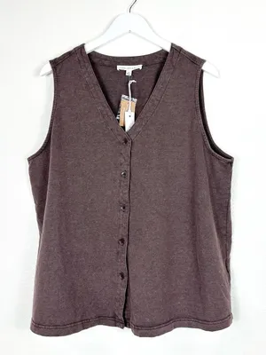 NWT Jane + Delancey cotton brown button up sleeveless top minimalist size 2X NEW thumbnail 1