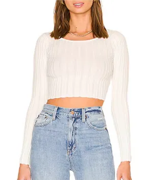 ALL THE WAYS Desirae Knit Top in White thumbnail 1