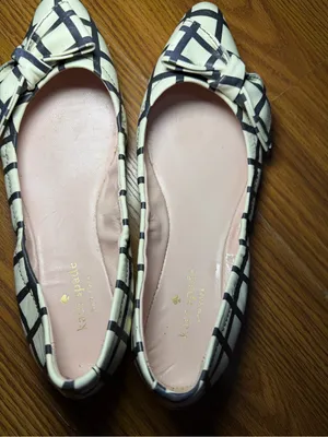 Kate Spade "Suki" Leather Plaid Bow Flats Preppy Minimalist Size 7 thumbnail 5