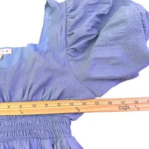 HYFVE Smocked Dress Puff Sleeve Tiered‎ Blue Size S Cottagecore Coastal Cowgirl thumbnail 12