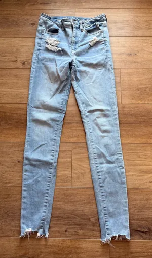 American Eagle Outfitters Light Blue Ripped Skinny Jeans thumbnail 1