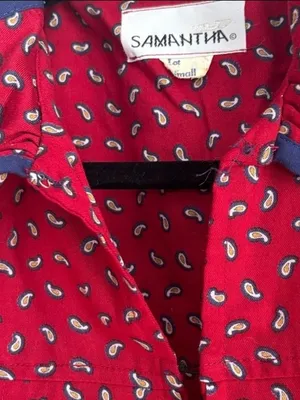 Samantha Vintage Wine Red Blue Paisley Midi Dress Women’s Size Small thumbnail 6