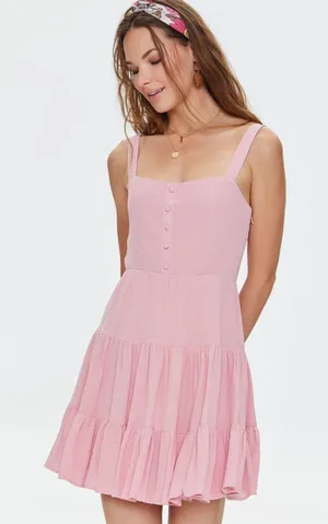 Button Tiered Mini Dress thumbnail 1