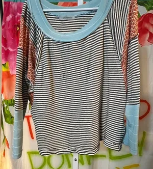 S314. Ces Femme blue & white striped sweater thumbnail 1