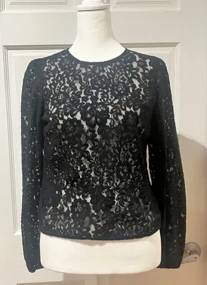 Abercrombie & Fitch Black Lace Long Sleeve Top Womens Size Small thumbnail 1