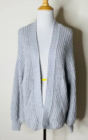 Abercrombie Gray Open Front Knit Cardigan thumbnail 1