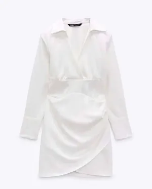 ZARA white dress wedding bridal shower corset mini long sleeve thumbnail 8