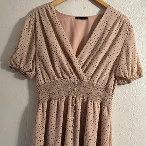 Elegant Cream Polka Dot Dress thumbnail 2