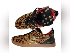 NEW Steve Madden Leopard Lace-Up Low-Top Pin Women's Sneaker Calf Hair SZ-8 thumbnail 3