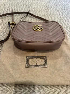 Like New! Gucci GG Marmont 2.0 Lion Trap Chevron Handbag Dusty Pink thumbnail 5