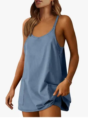 NWT Fashion Sleeveless Athletic mini romper dress with built in shorts size smal thumbnail 1