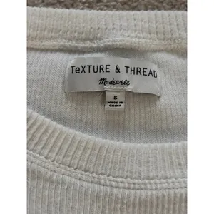 Madewell Ribbed Knit Long Sleeve Knot Front Cropped Top Ivory‎ Size S thumbnail 6