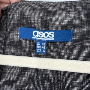 ASOS Womens Grey Linen Blend Short Sleeve Sheath Work Dress USA 16‎ thumbnail 3