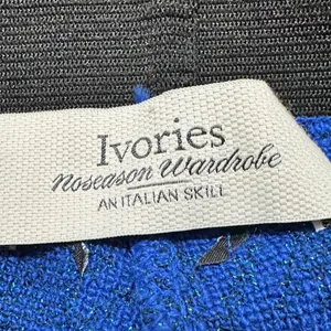 IVORIES | NWT Blue Black Sparkle Italian Skill‎ Houndstooth Knit Flare Pants, S thumbnail 4