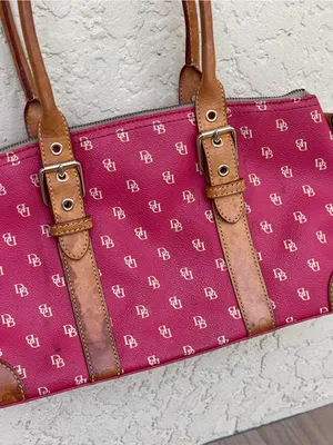 Dooney & Bourke Pink Signature Shoulder Bag with Brown Trim thumbnail 4