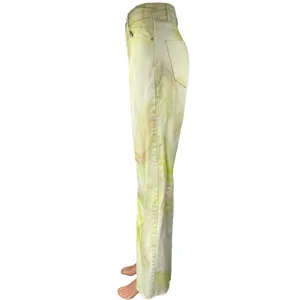 Stradivarius Women's Yellow White Tie Dye High Rise Wide Leg Denim Jeans Size 4 thumbnail 2