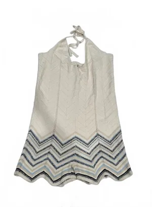 NWT American Eagle Beige Crochet Knit Halter Romper thumbnail 2
